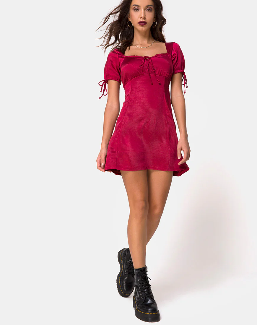Guenette Dress in Satin Cherry - Image 3