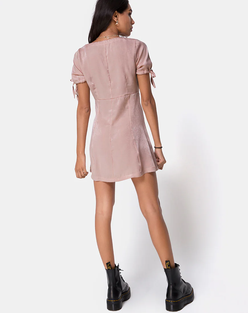 Guenette Dress in Satin Dusty Rose - Image 4