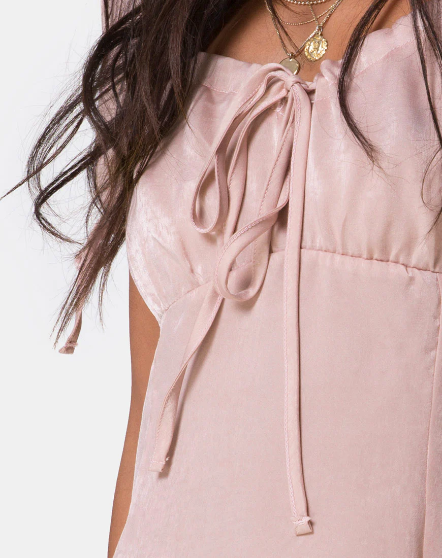 Guenette Dress in Satin Dusty Rose - Image 5