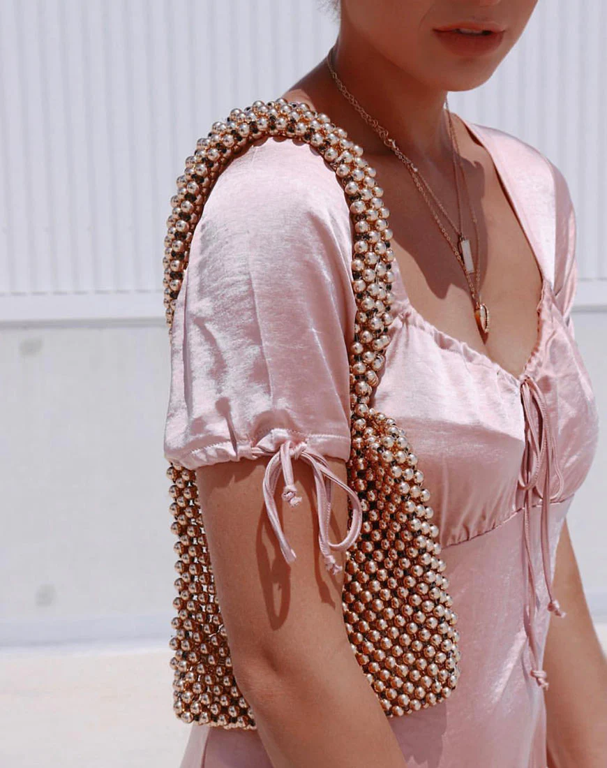 Guenette Dress in Satin Dusty Rose - Image 6