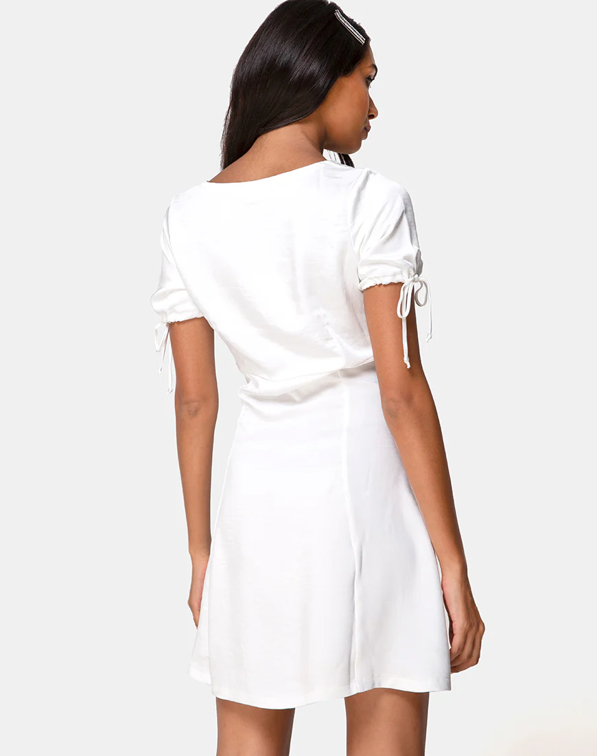Guenette Dress in Satin Ivory - Image 2