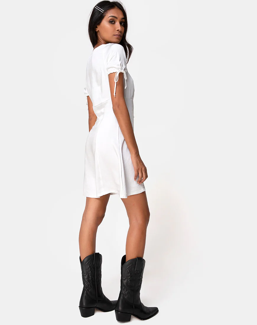 Guenette Dress in Satin Ivory - Image 4