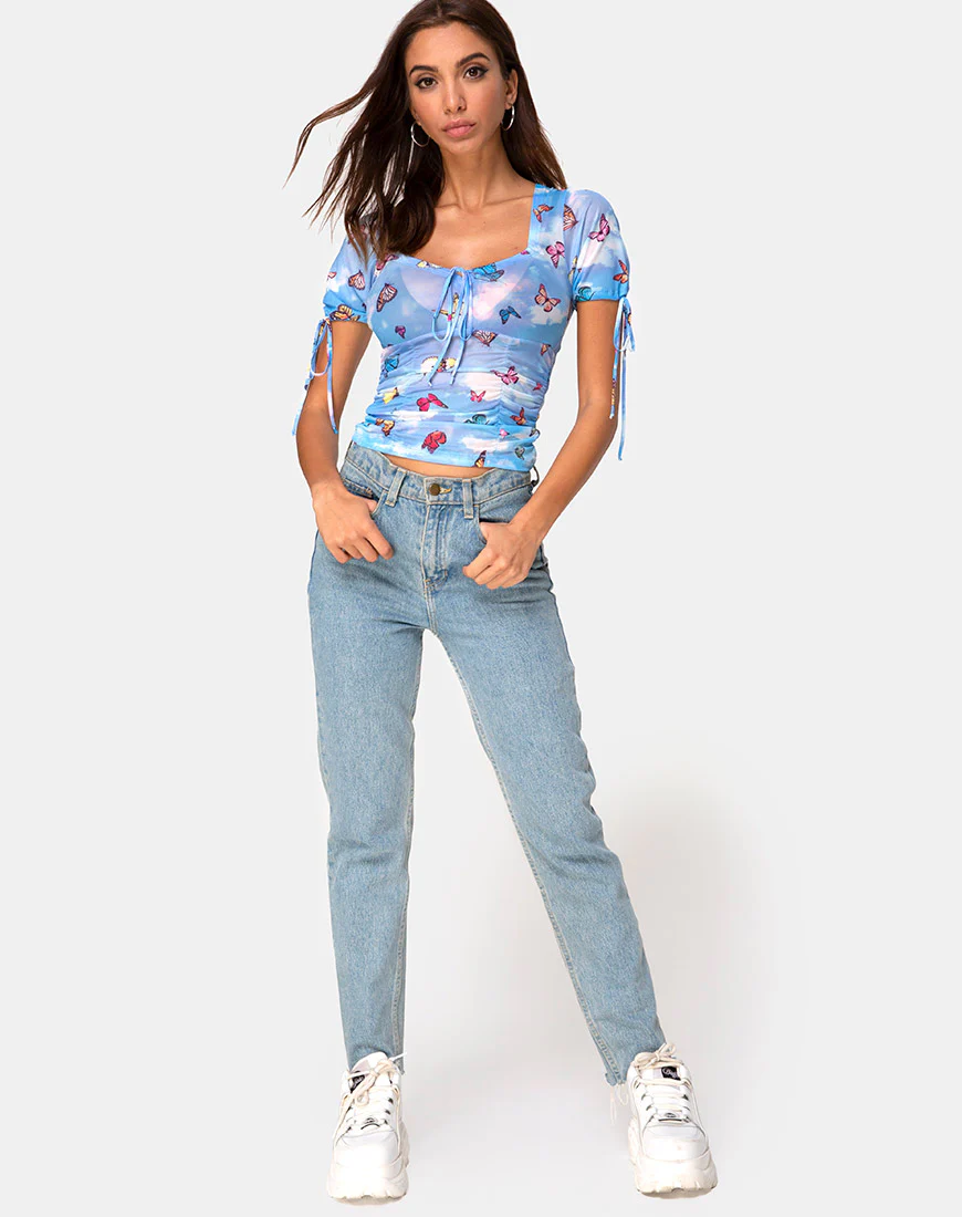 Guinevre Top Mesh Blue Butterfly - Image 3