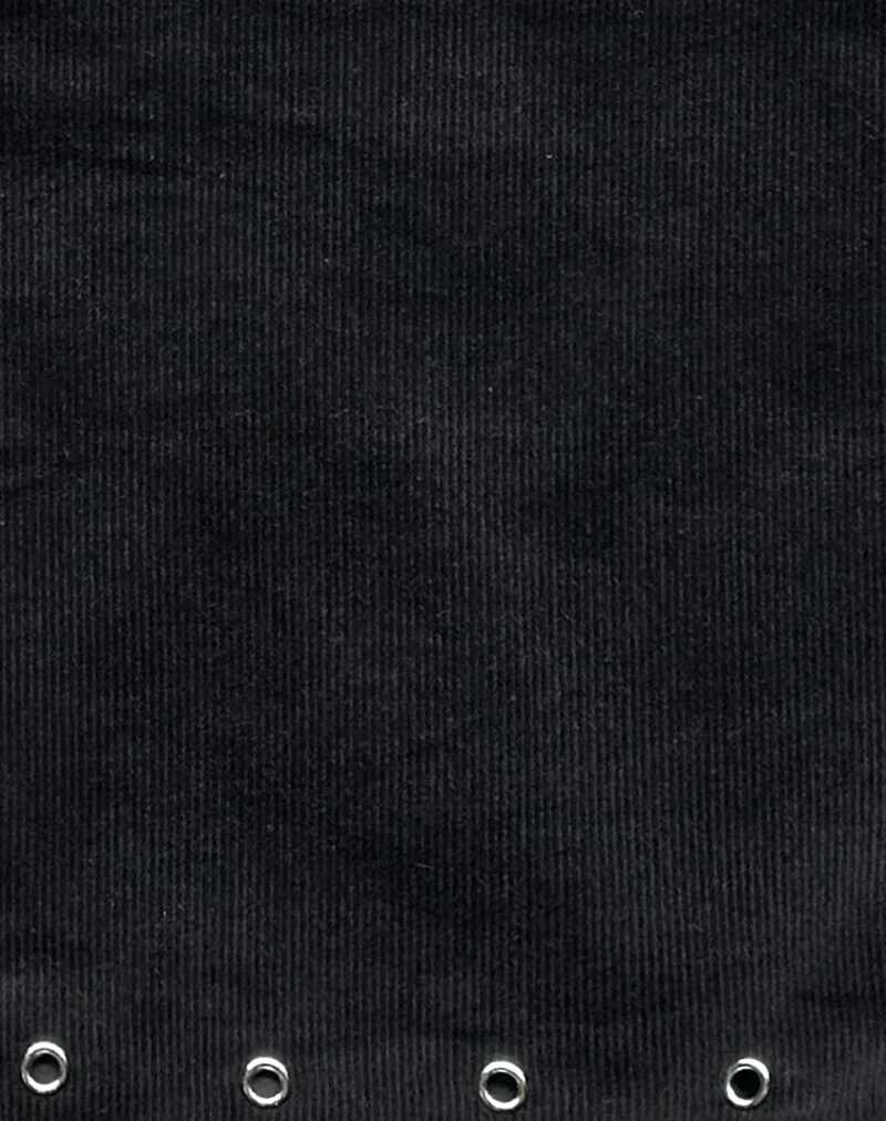 Gundar Eyelet Bag in Babycord Black - Image 3
