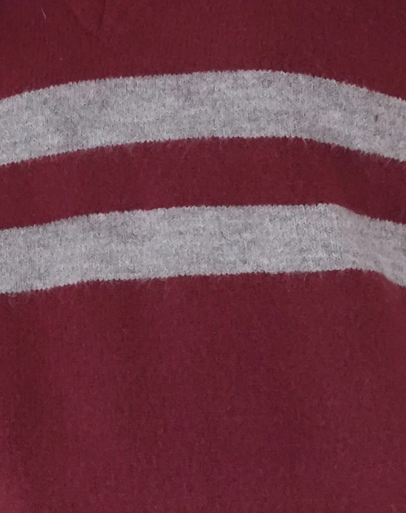 Guria Vest in Maroon Red with Grey Stripe - Image 6