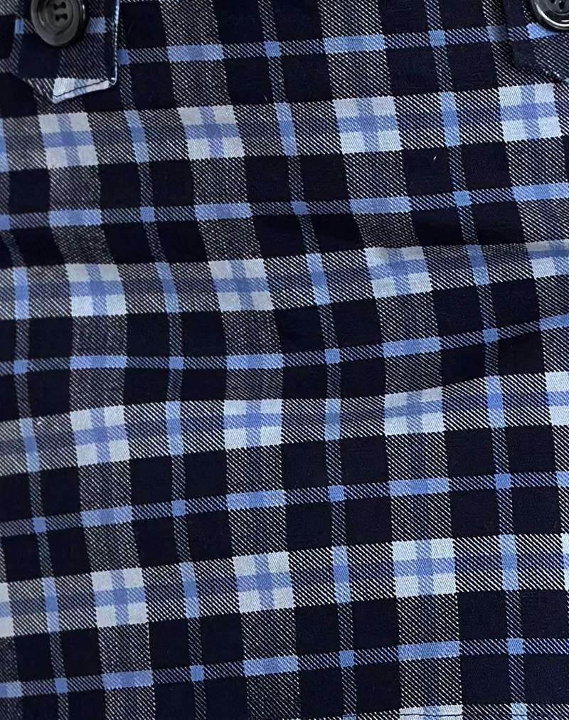 Gwen Mini Skirt in Dark Blue Tartan - Image 6