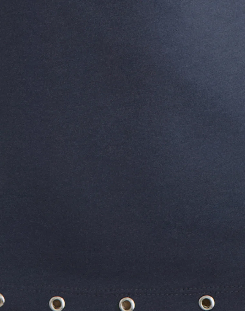 Gyomei Wrap Top in Jersey Ocean Storm with Eyelets - Image 6