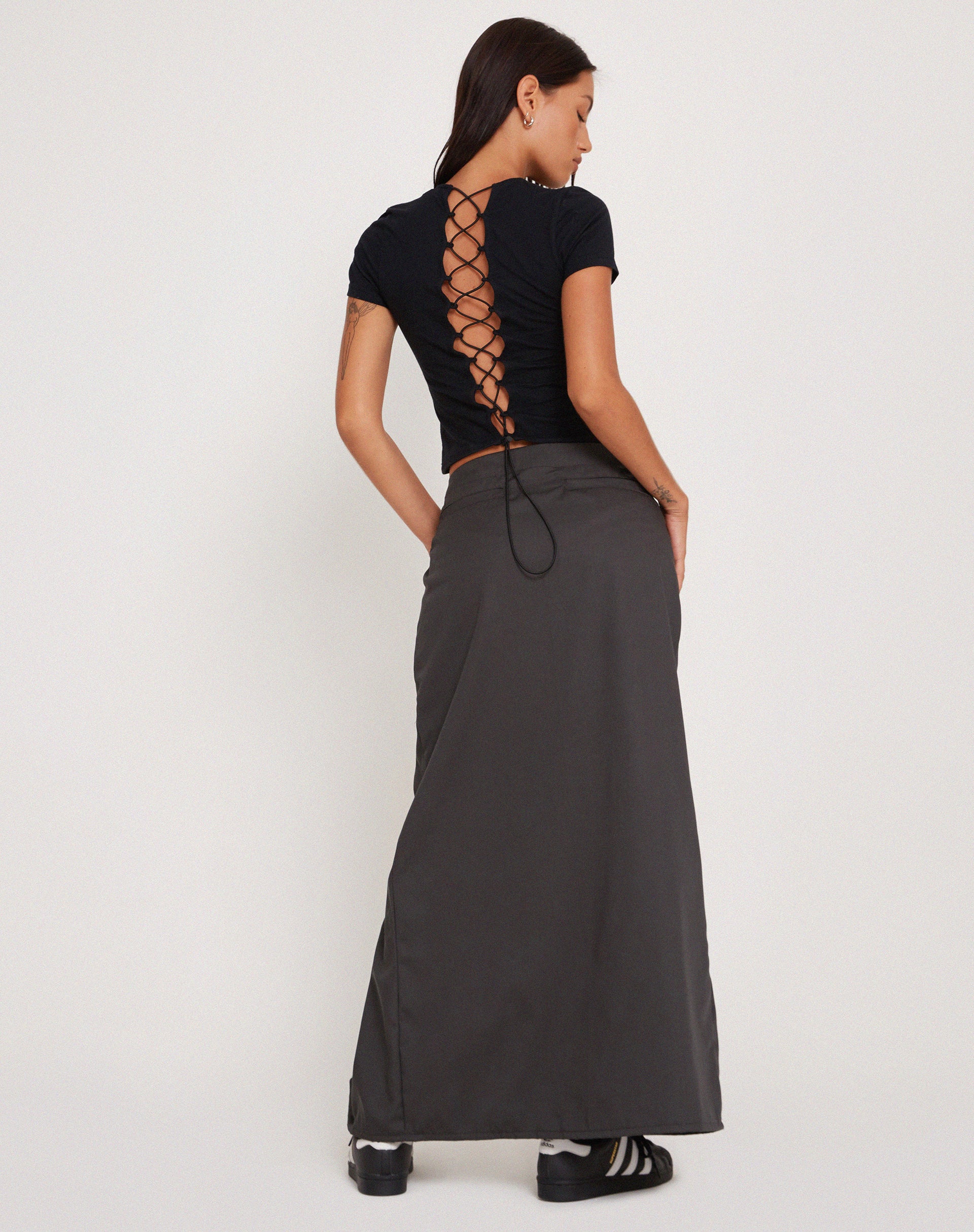Haisley Maxi Cargo Skirt in Dark Grey - Image 3