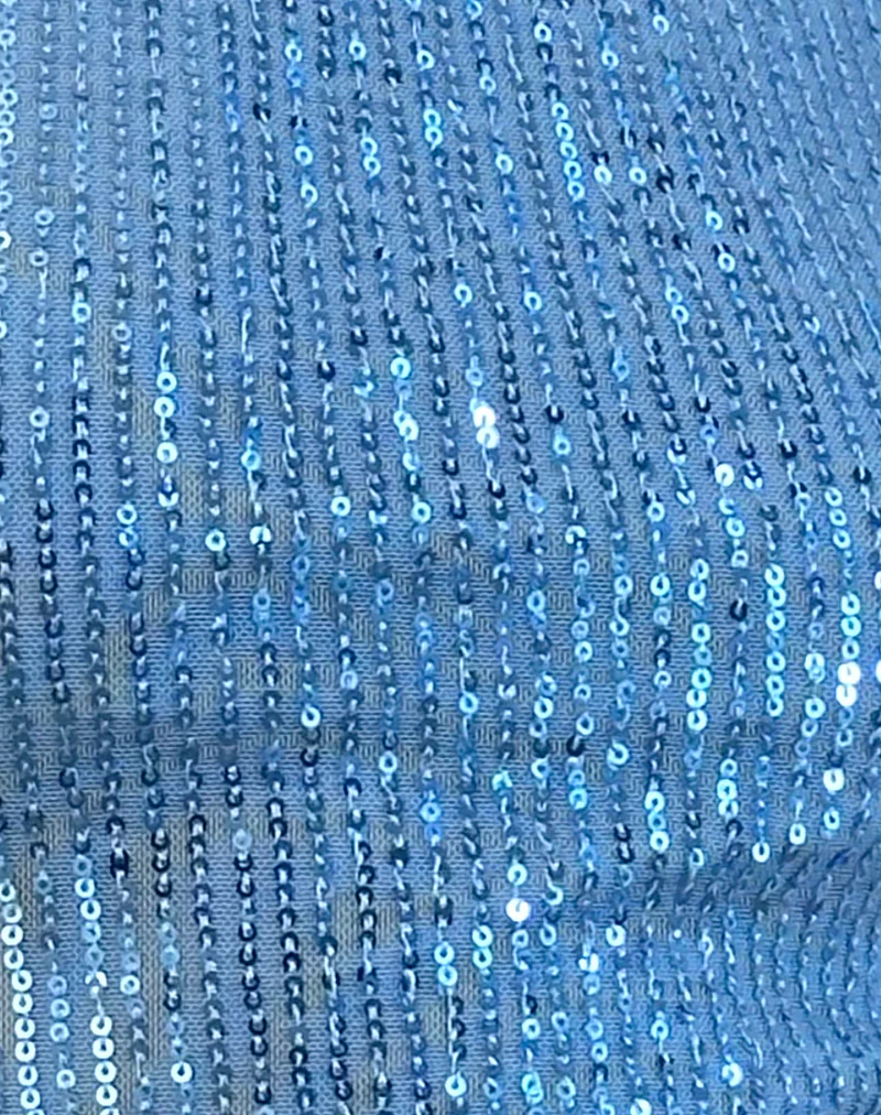 Hala Top in Drape Mini Sequin Light Blue - Image 5
