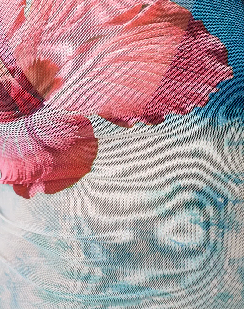 Hala Top in Hibiscus Wave Blue - Image 6