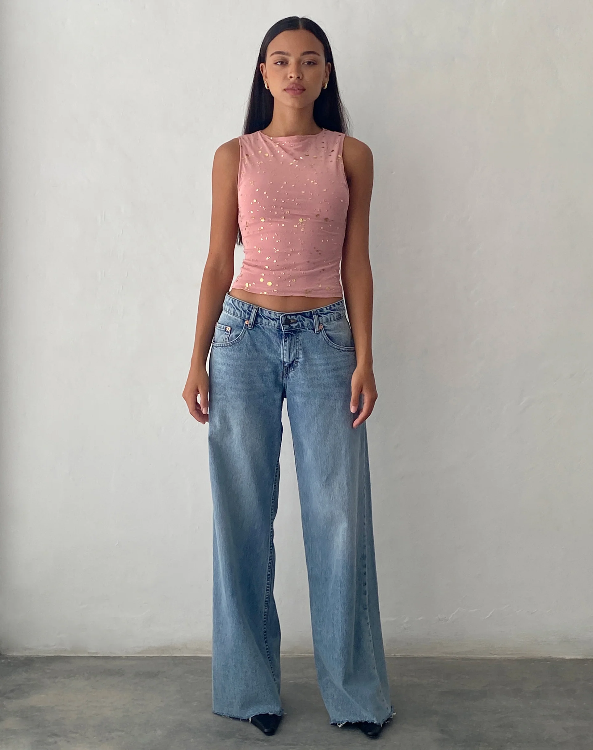 Hala Vest Top in Pink with Rose Gold Foil - Image 4