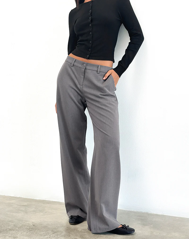 Halda Wide Leg Trouser in Charcoal - Image 2