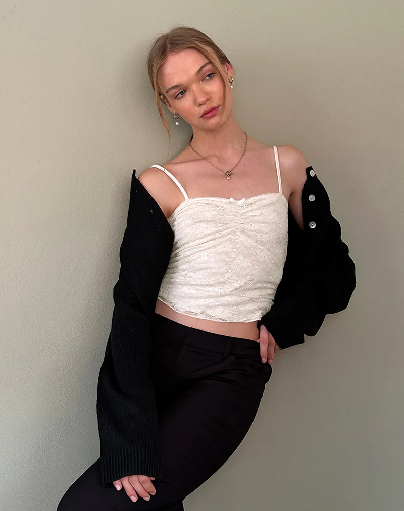 Hali Cami Top in Ivory Orchid Lace - Image 3