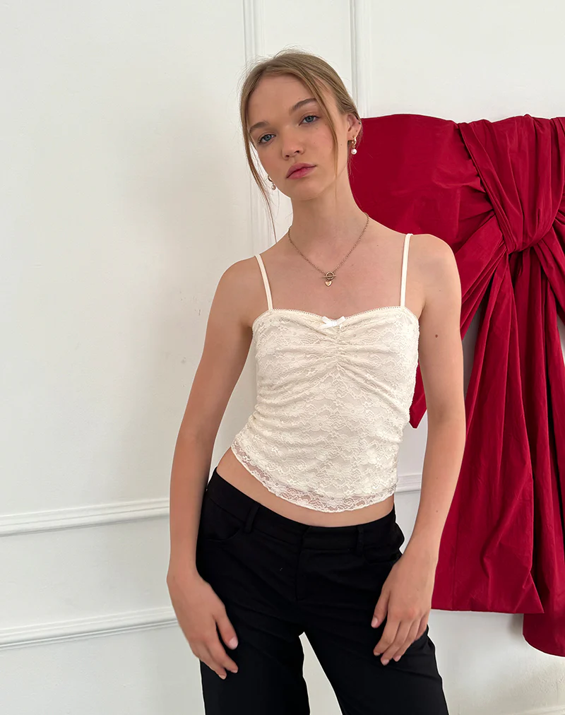 Hali Cami Top in Ivory Orchid Lace - Image 4