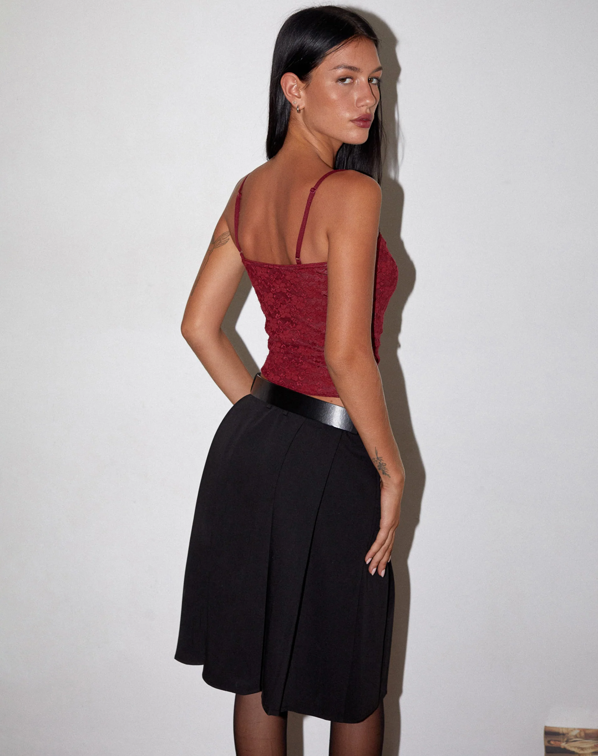 Hali Lace Cami Top in Maroon - Image 3