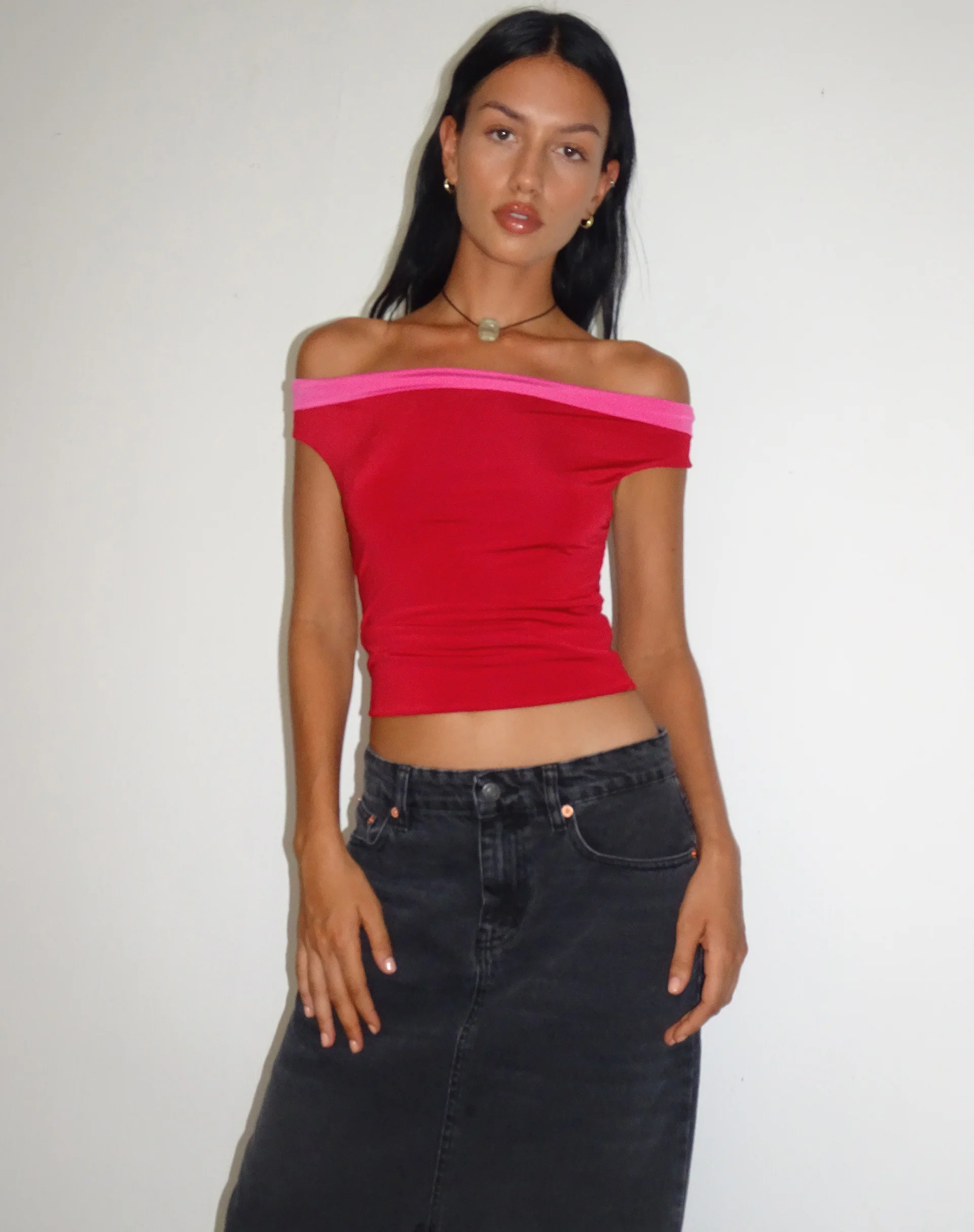 Halle Bardot Top in Red Pink - Image 2