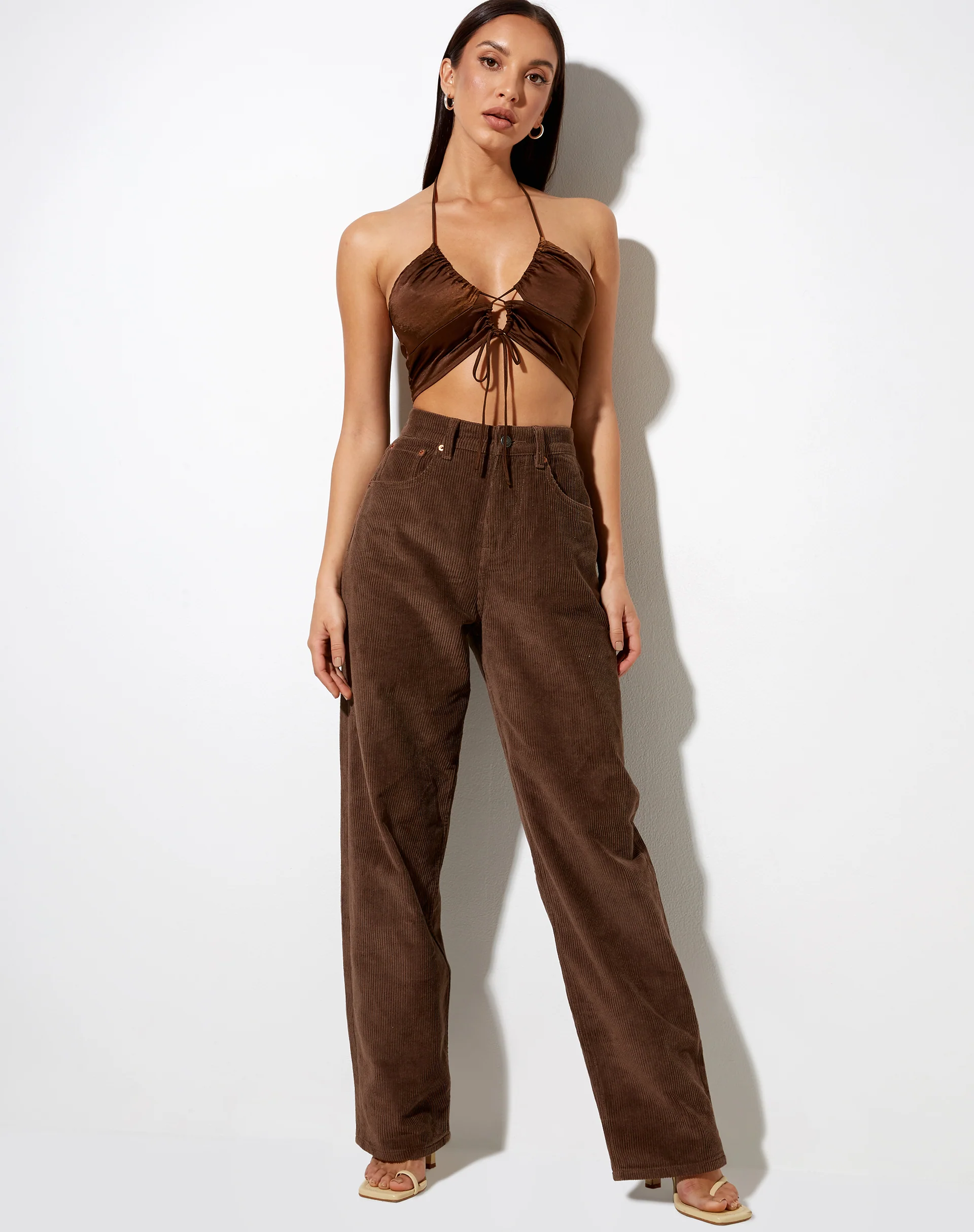 Halpi Crop Top in Satin Rich Brown - Image 3
