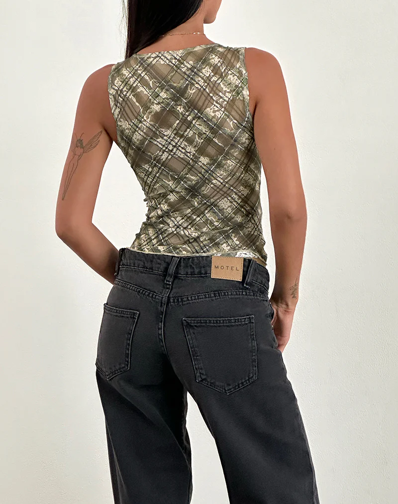 Hampura Top in Printed Retro Plaid Lace - Image 3
