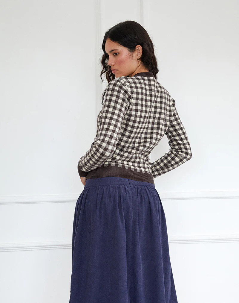 Hanudia Cardi in Gingham Brown - Image 3