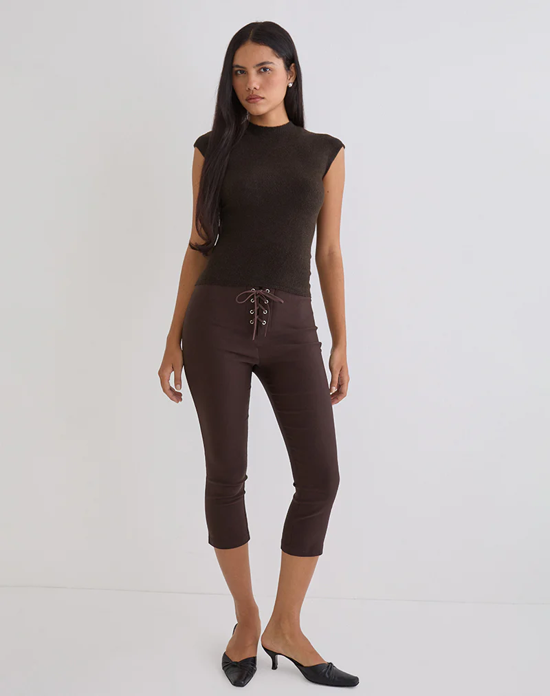 Hanuva Top in Knit Chocolate Brown - Image 5