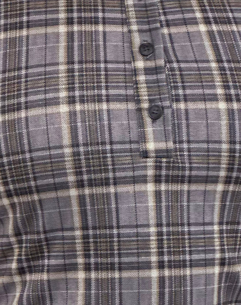 Harlo Collared Top in Check Tailoring Grey - Image 7