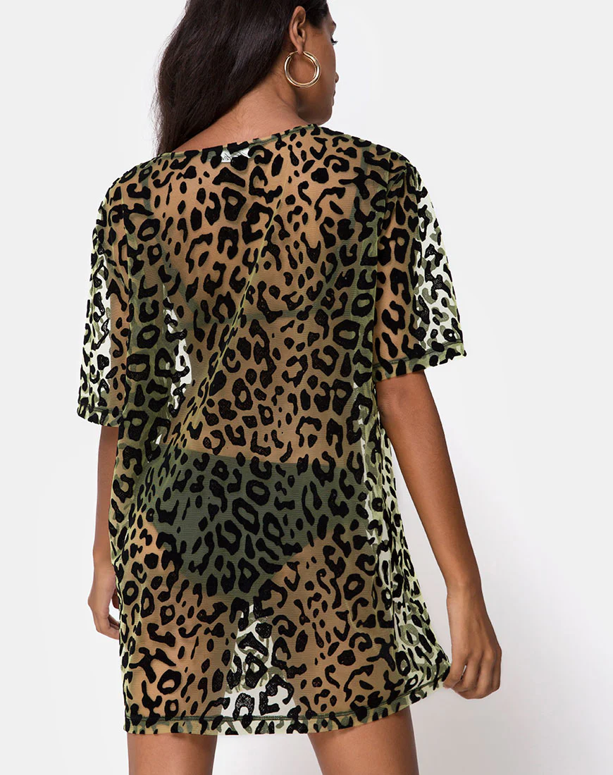 Harlow Dress in Lime Animal Flock - Image 4