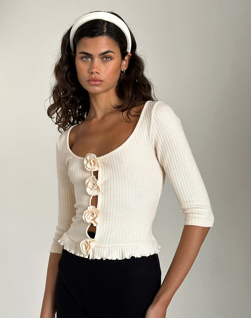 Harpan Rosette Top in Ivory - Image 2