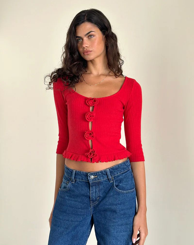 Harpan Rosette Front Top in Red - Image 2