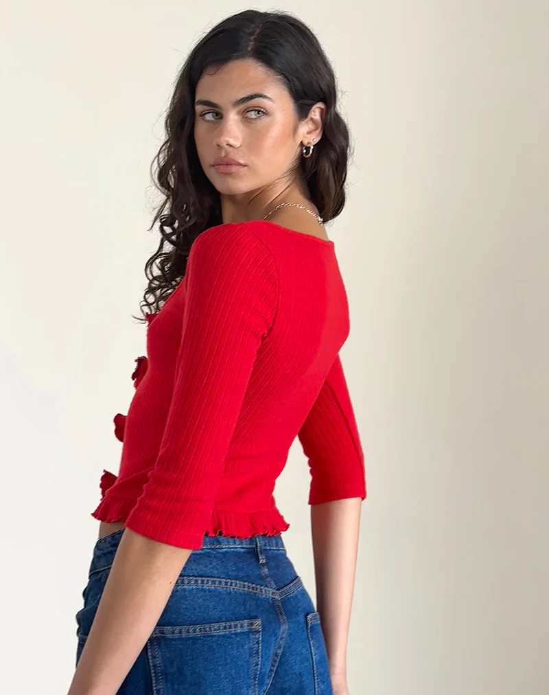 Harpan Rosette Front Top in Red - Image 3