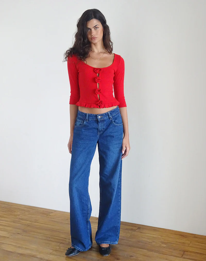 Harpan Rosette Front Top in Red - Image 4