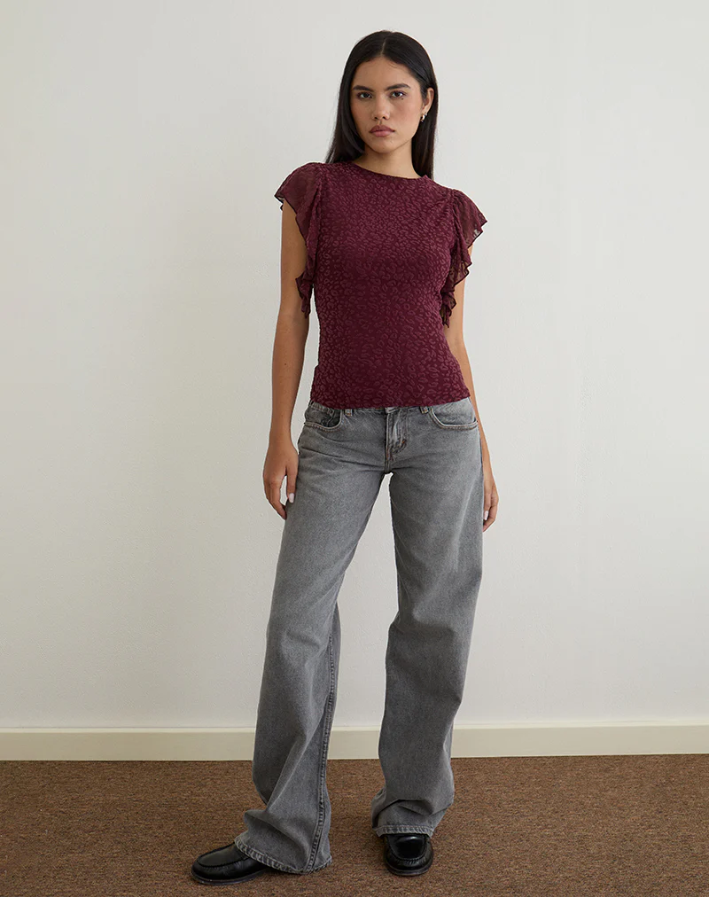 Harsya Top in Flock Mini Leopard Plum - Image 2