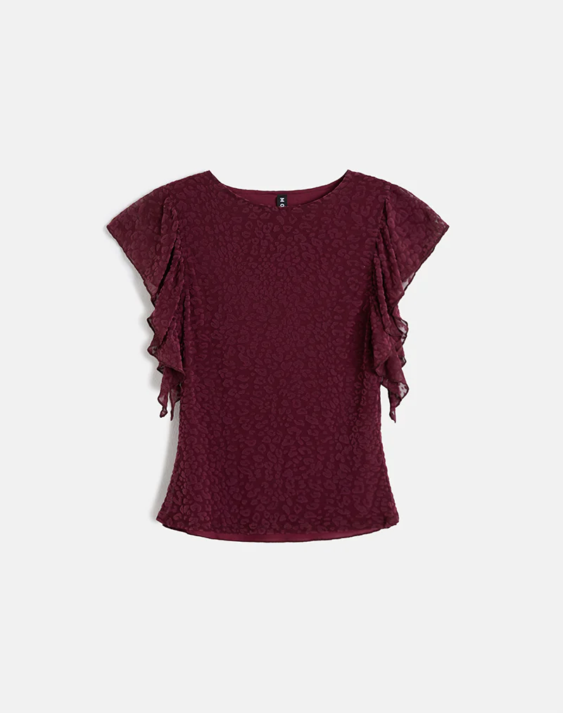 Harsya Top in Flock Mini Leopard Plum - Image 4