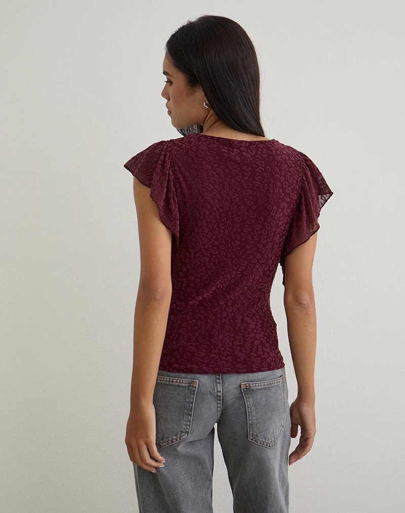 Harsya Top in Flock Mini Leopard Plum - Image 5