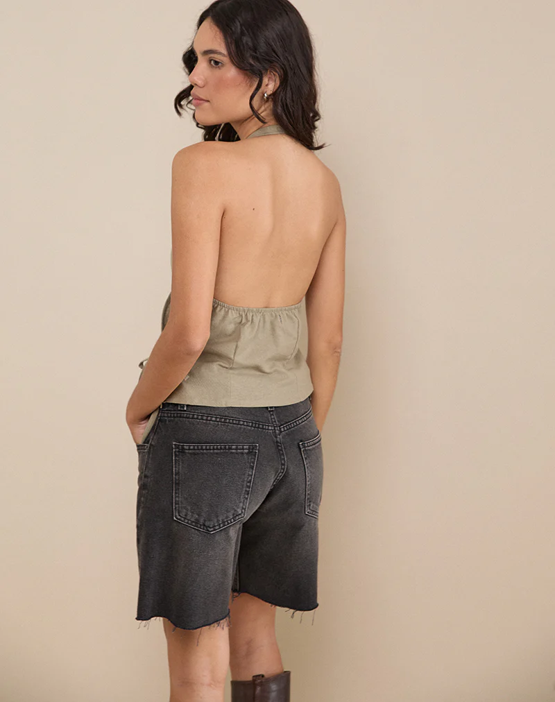 Hart Tie Side Top in Linen Slate Green - Image 5