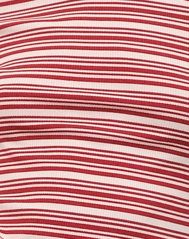 Haruka Top in Stripe Red and White - Image 6