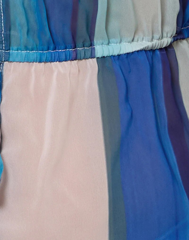 Hassna Halter Top in Chiffon Painted Stripe Blue - Image 5