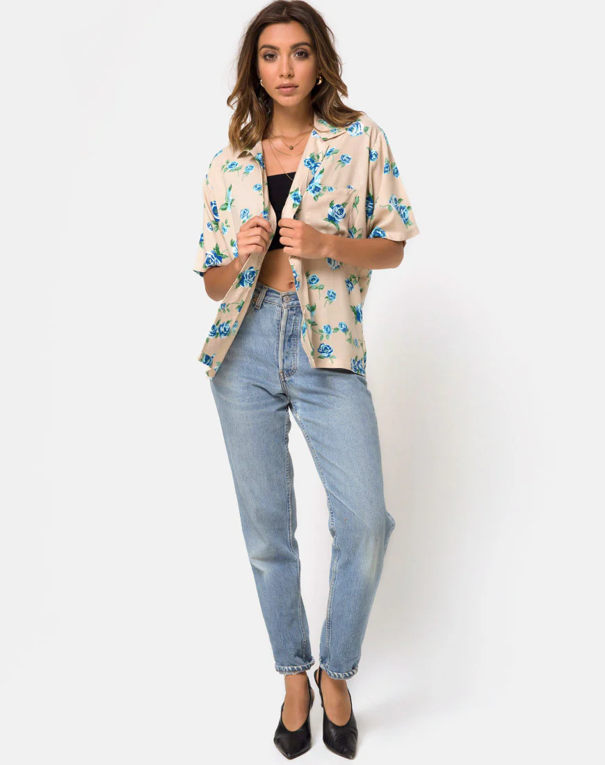 Hawaiian Shirt in Rose Blossom Blue - Image 3