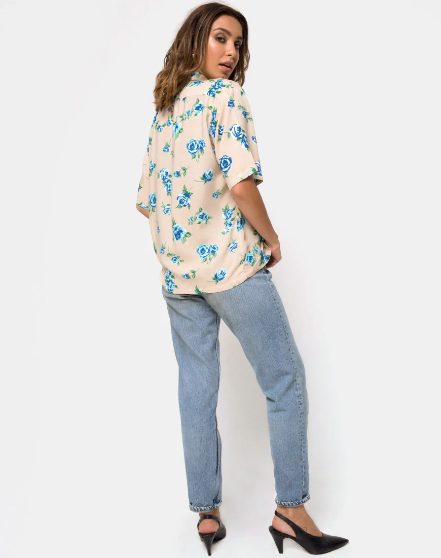 Hawaiian Shirt in Rose Blossom Blue - Image 4