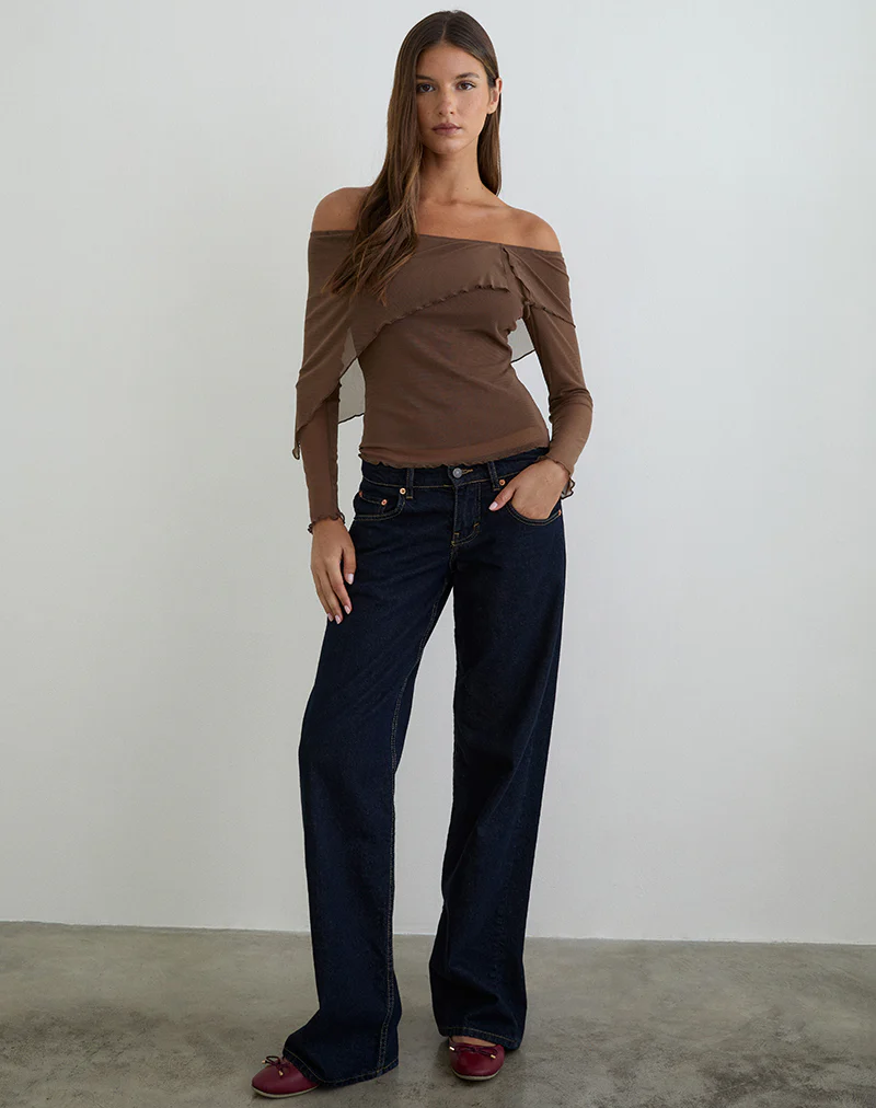 Haze Asymmetric Top in Mesh Brown - Image 3