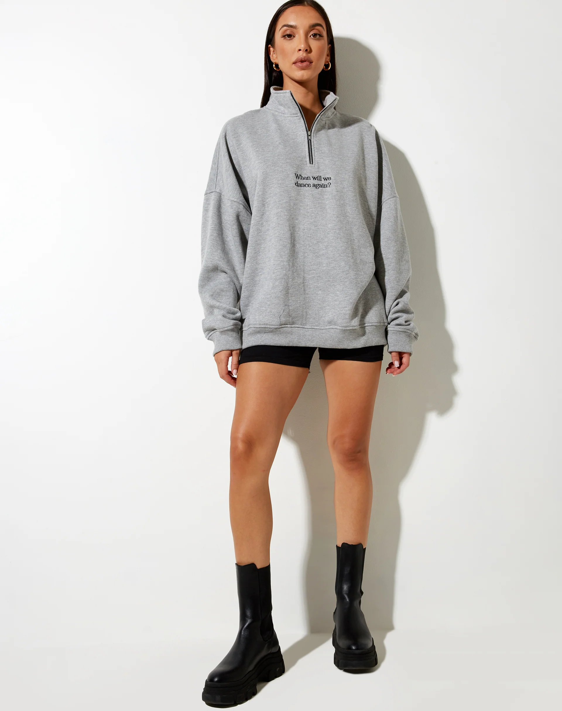 Hazy Sweatshirt in Grey Marl When Will We Dance Again - Image 4