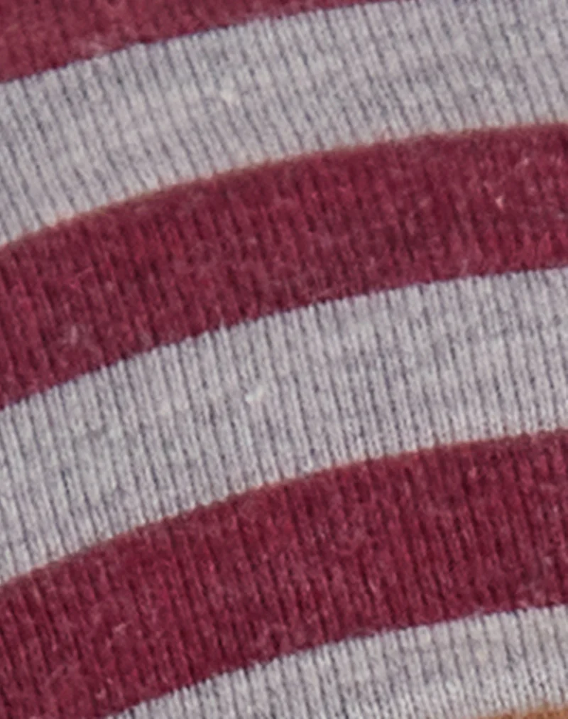 Headband in Burgundy and Grey Stripe - Image 4
