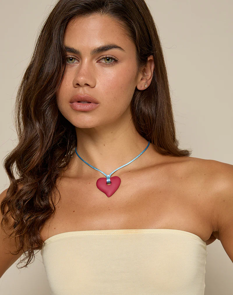 Heart Necklace in Resin Red - Image 3