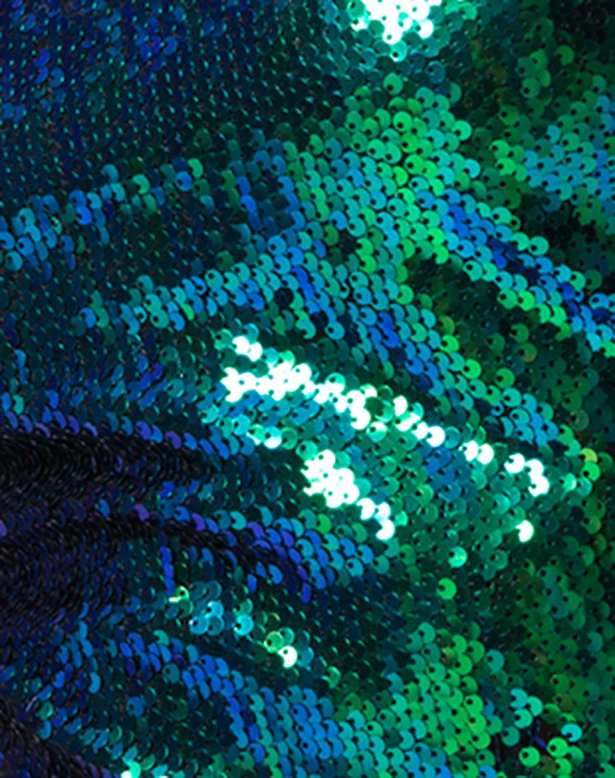 Hedi Dress in Fishcale Sequin Green Iridescent - Image 5