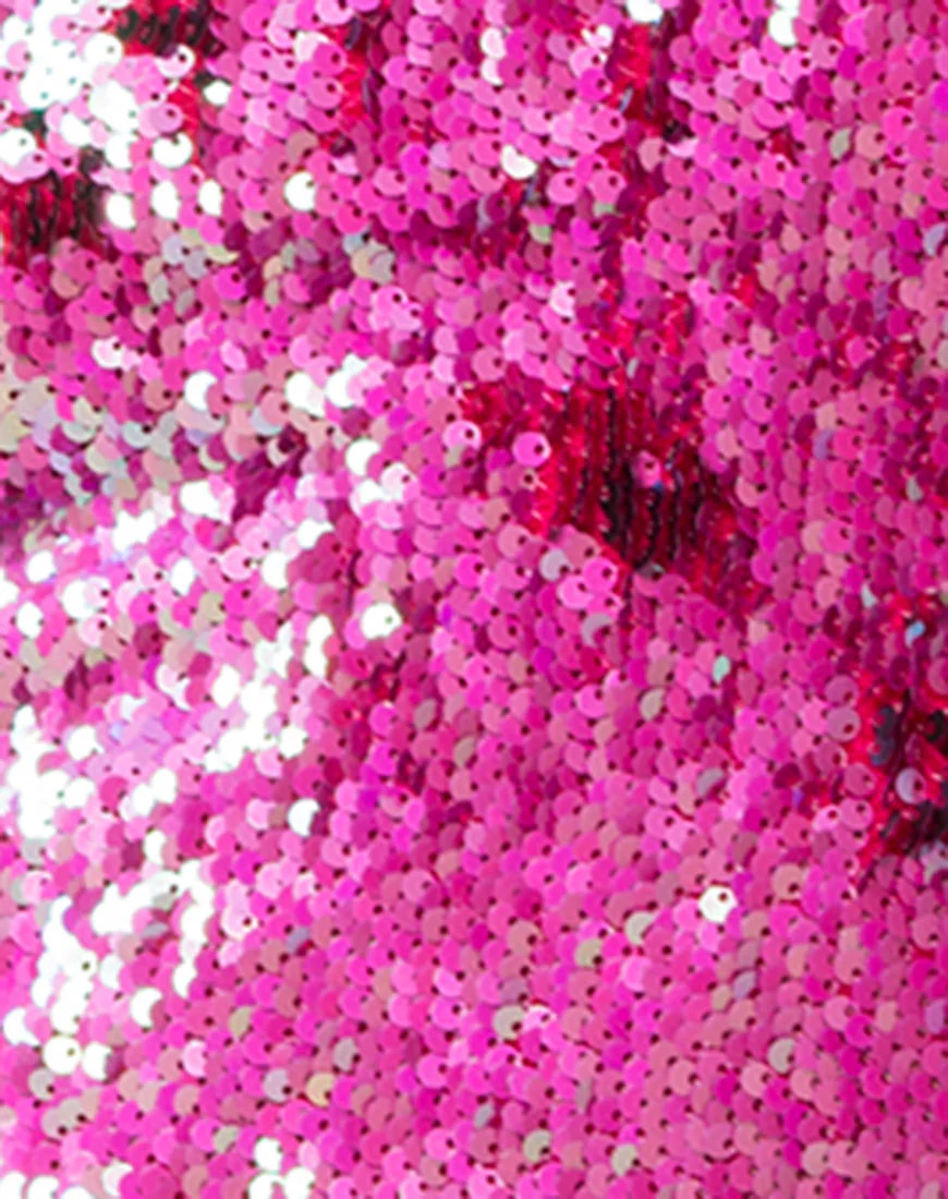 Hedi Dress in Fishscale Sequin Pink - Image 5
