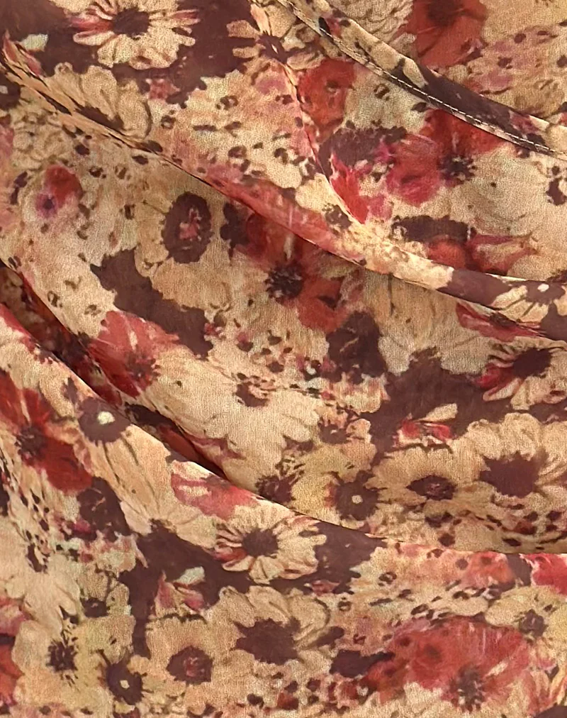 Heidi Wrap Top in Chiffon Rusty Flower - Image 6