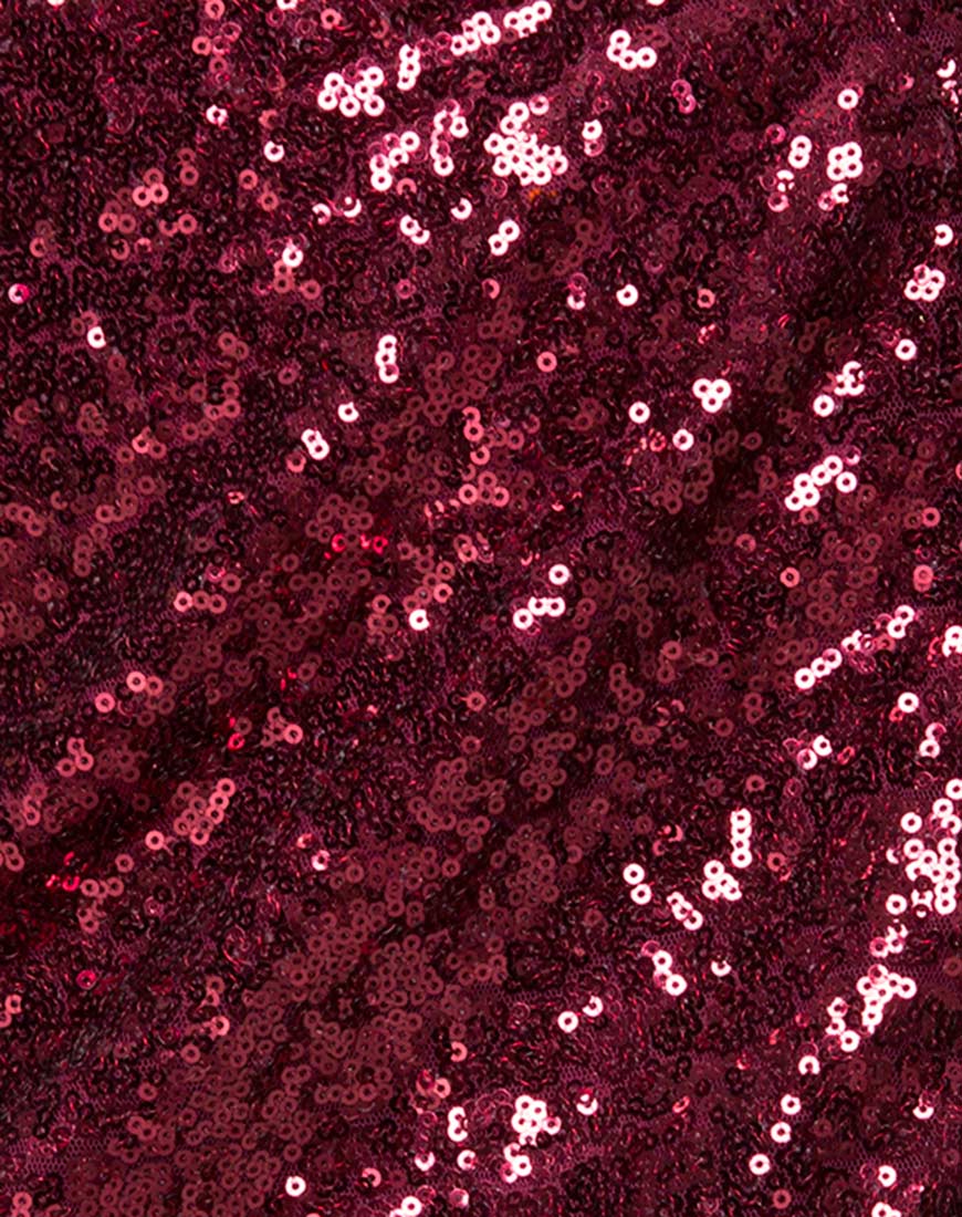 Helena Mini Skirt in Mini Sequin Burgundy - Image 5