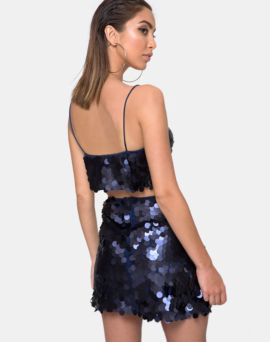 Helena Skirt in Fishcale Sequin Midnight - Image 2