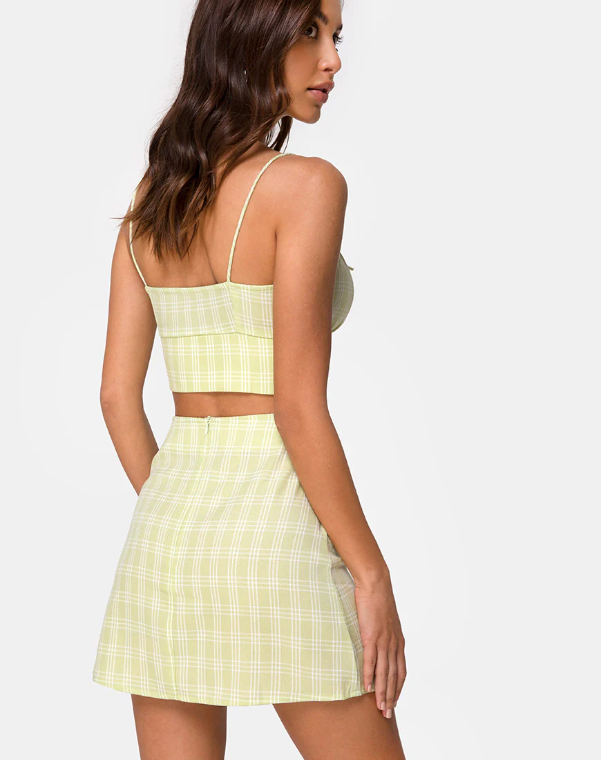 Hema Crop Top in Sage Check - Image 3