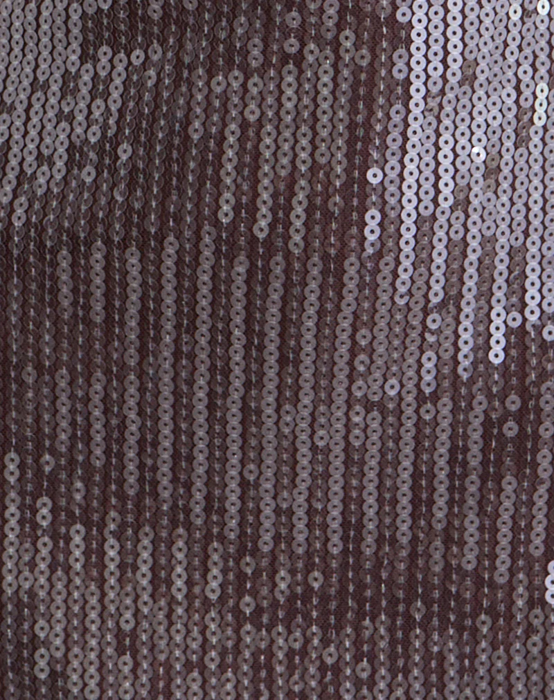 Hepasi Halter Dress in Clear Tinted Sequin Brown - Image 7