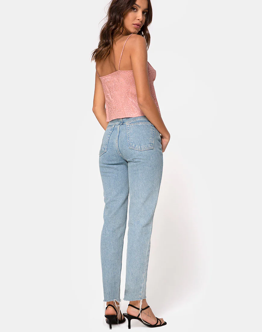 Hera Crop Top in Satin Cheetah Dusty Pink - Image 4